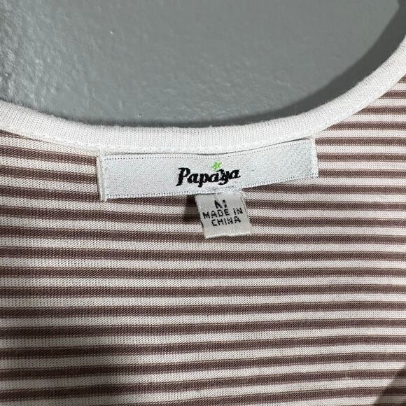 Papaya Women's Brown & White Striped High Low Sundress - Size Medium - Casual - Picture 5 of 7